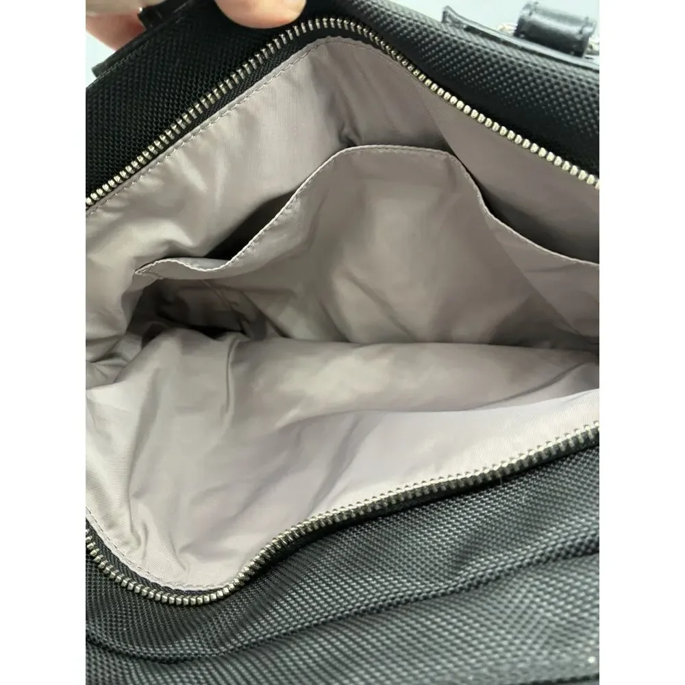 Tumi 73223D Briefcase Laptop Bag Black Nylon Croc Leather Trim Shoulder Strap